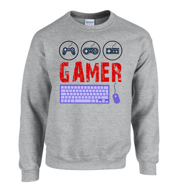 Gamer joystick Sportszürke Férfi Pulóver