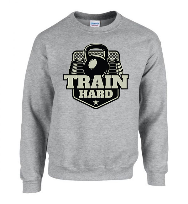 kondi kondizás train hard Sportszürke Férfi Pulóver