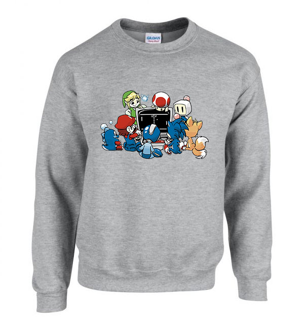 gamer sonic mario zelda megamen Sportszürke Férfi Pulóver