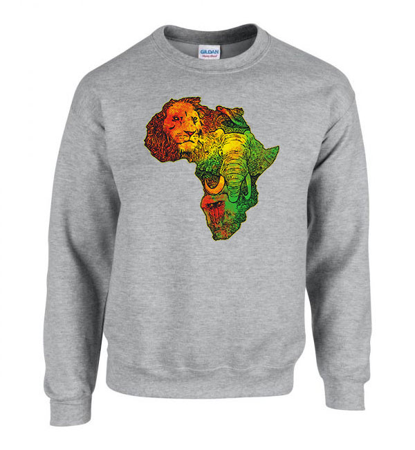 Afrika állatai elefánt oroszlán Sportszürke Férfi Pulóver
