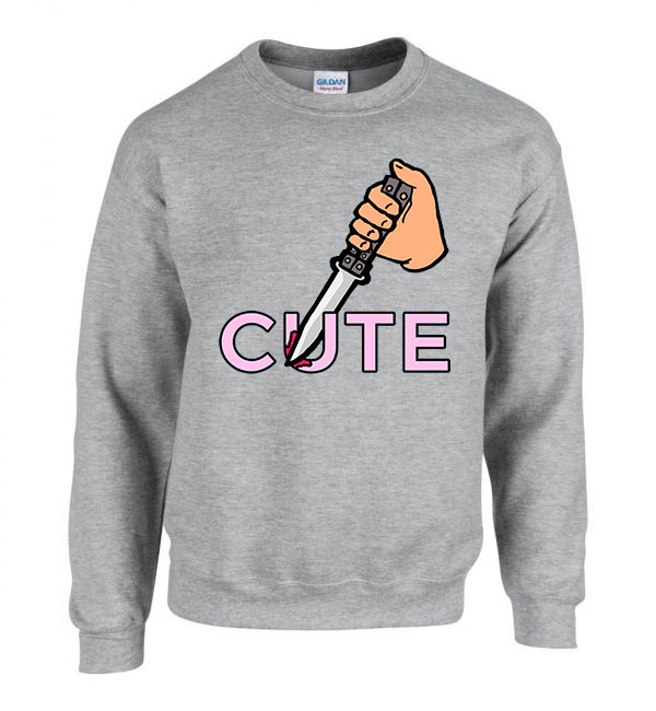 cute psycho psziho kés Sportszürke Férfi Pulóver