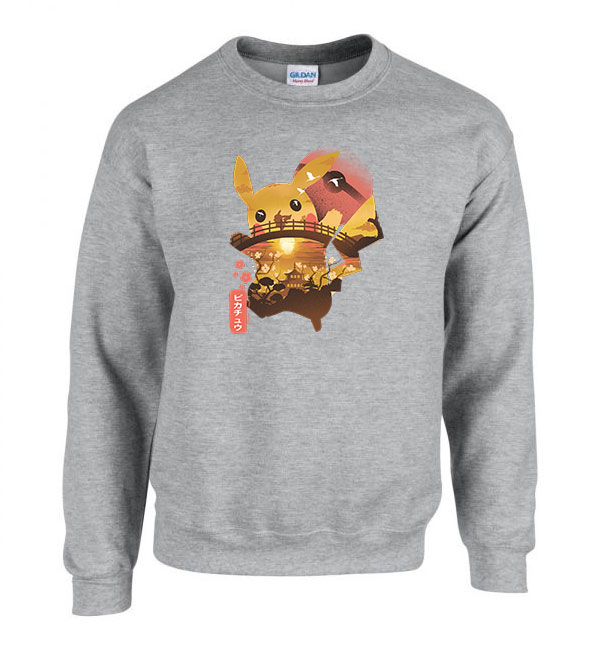 pikachu japán Sportszürke Férfi Pulóver