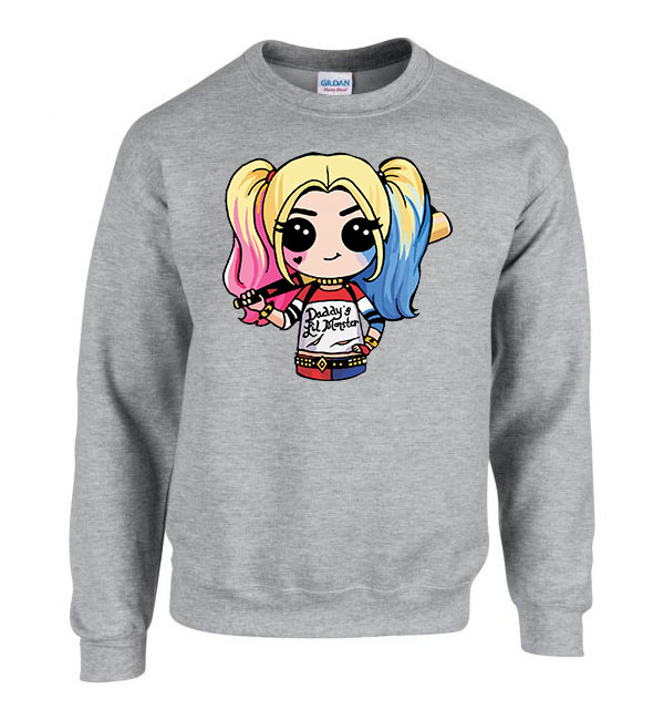 chibi harley quinn Sportszürke Férfi Pulóver