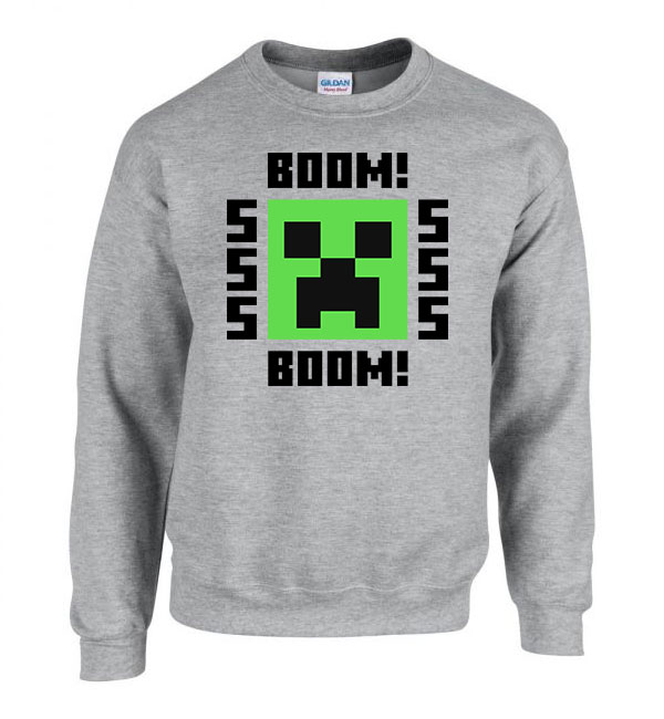 minecraft creeper Sportszürke Férfi Pulóver