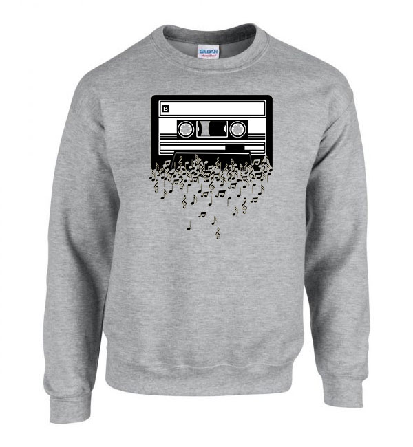 retro kazetta zene music kotta Sportszürke Férfi Pulóver