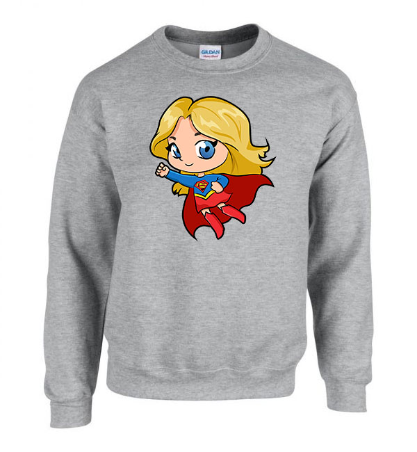 Chibi Supergirl Sportszürke Férfi Pulóver