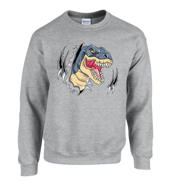 T-rex dino dinoszaurusz Sportszürke Férfi Pulóver