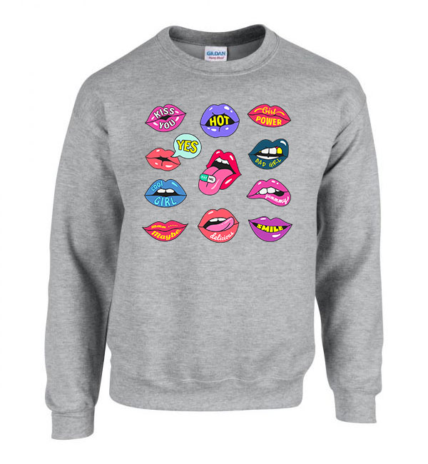 lips ajak ajkak száj  Sportszürke Férfi Pulóver