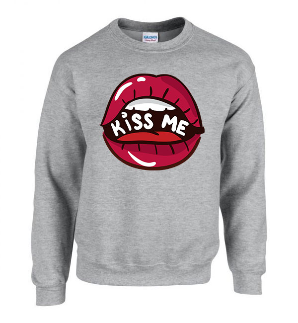 kiss me lips ajak ajkak száj Sportszürke Férfi Pulóver