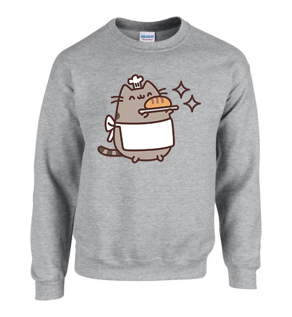 pusheen pék macska macskás cica cicás Sportszürke Férfi Pulóver