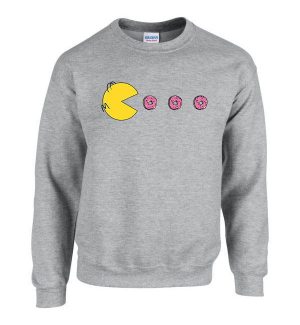 pac man fánk homer Sportszürke Férfi Pulóver