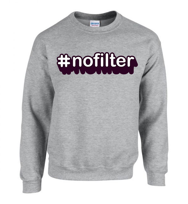 nofilter hashtag hessteg Sportszürke Férfi Pulóver