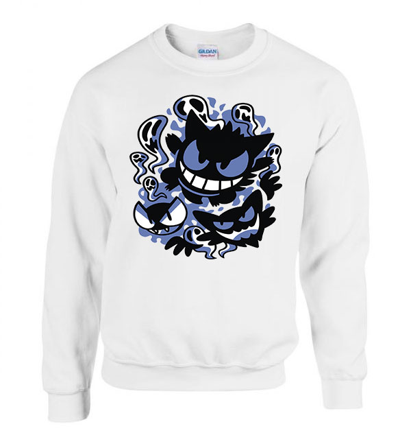 Gengar Ghastly Hunter Pokemon Fehér Férfi Pulóver