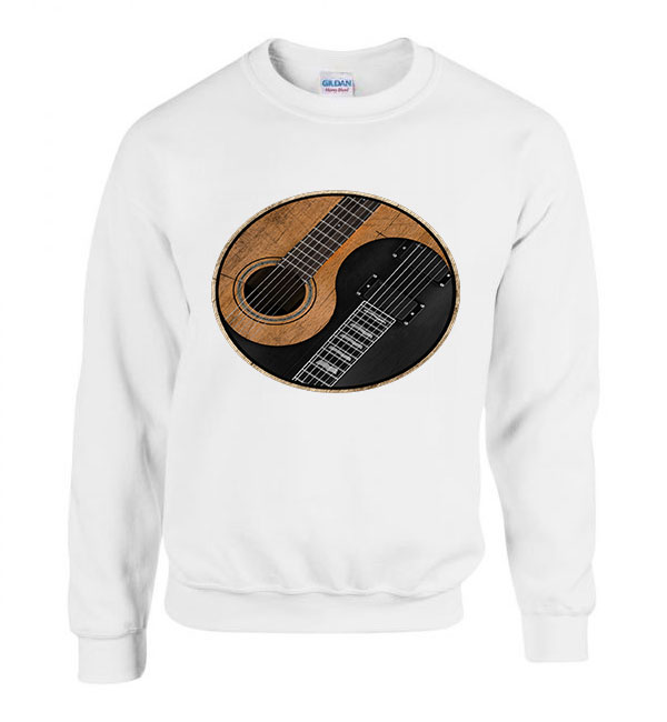 Gitár Yin Yang Fehér Férfi Pulóver