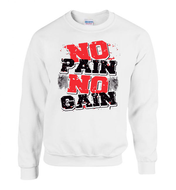 kondi kondizás no pain no gain kondis Fehér Férfi Pulóver