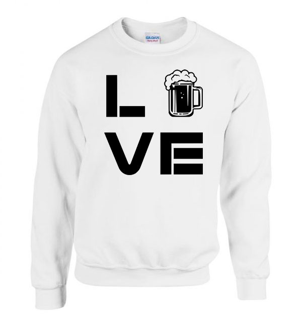 Vicces Sör Love alkohol Fehér Férfi Pulóver