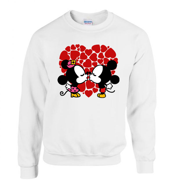 Mickey És Minnie Egér Love Fehér Férfi Pulóver