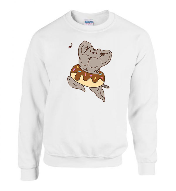 Izmos Pusheen Macska Macskás Fehér Férfi Pulóver