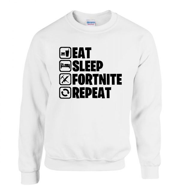 eat sleep fortnite repeat Fehér Férfi Pulóver