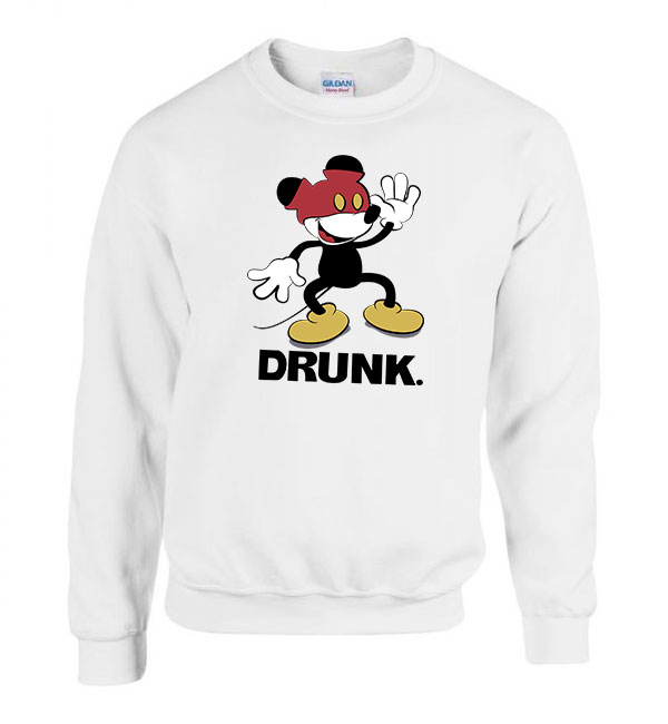 mickey egér részeg Fehér Férfi Pulóver