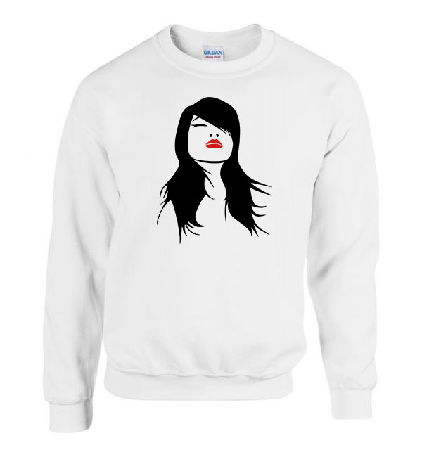 fekete haj rúzs red lips Fehér Férfi Pulóver