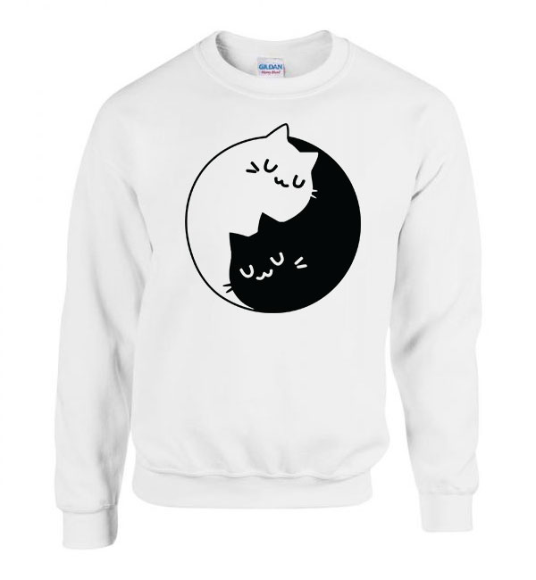 yin yang cica macska macskás macskák Fehér Férfi Pulóver