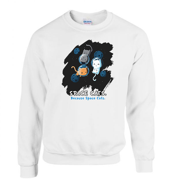 space cats macska macskás cica cicás Fehér Férfi Pulóver