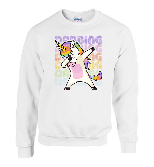 dabbing unikornis unicorn Fehér Férfi Pulóver