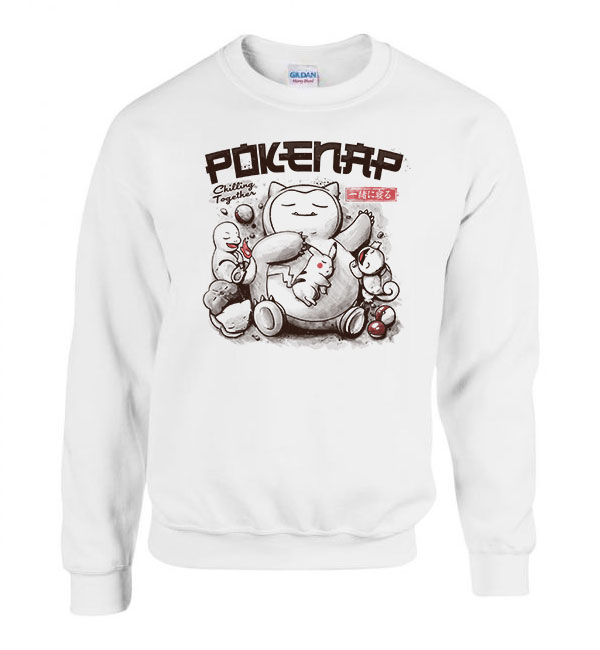 pokemon snorlax pikachu charmander alvós alvás Fehér Férfi Pulóver