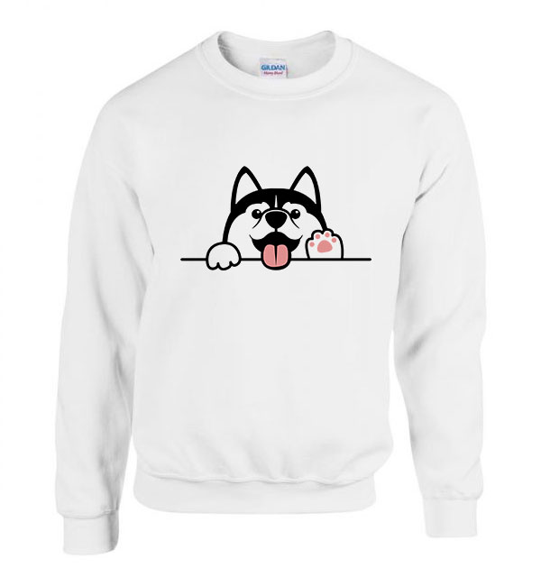 husky kutya Fehér Férfi Pulóver