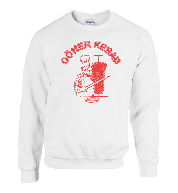 Döner Kebab Fehér Férfi Pulóver