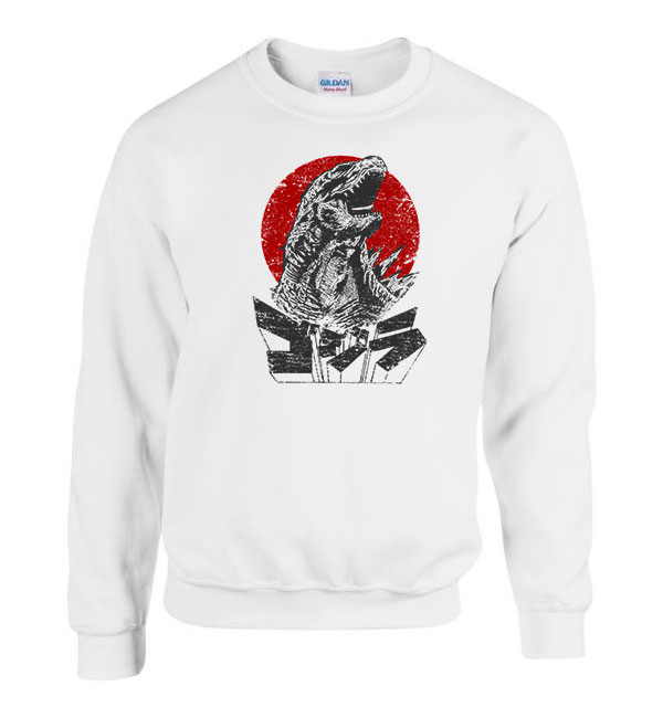 godzilla Fehér Férfi Pulóver