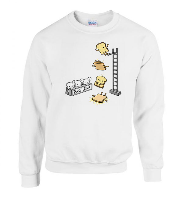 toast jump kenyér humor Fehér Férfi Pulóver