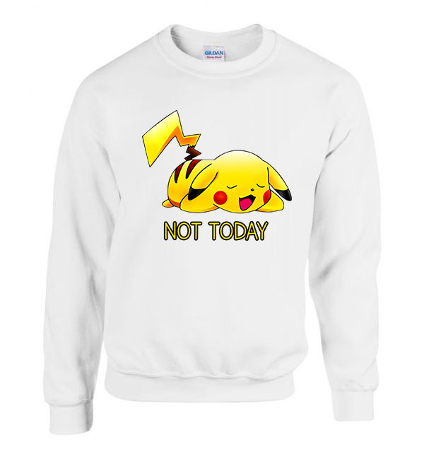 not today pikachu pokemon Fehér Férfi Pulóver