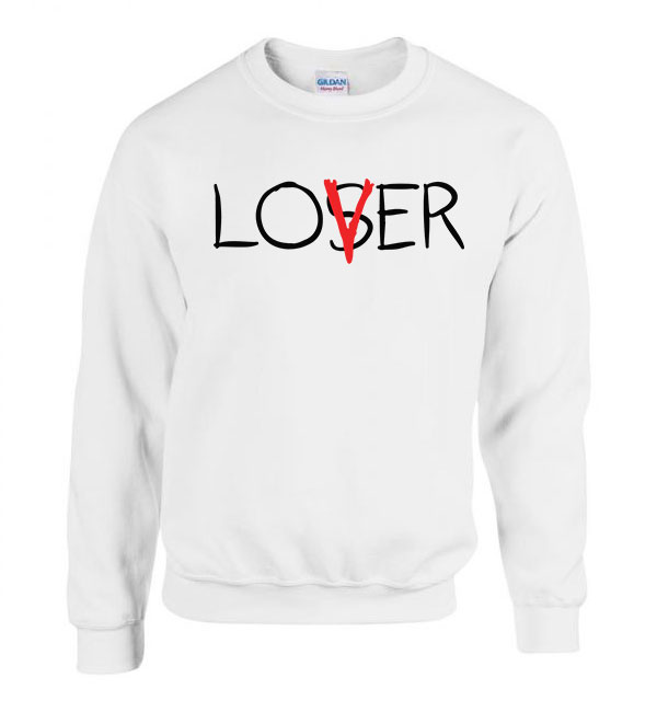 lover loser az stephen king it pennywise Fehér Férfi Pulóver