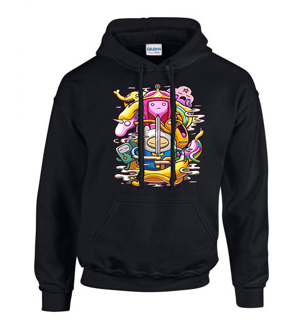 Adventure Time Fekete Férfi Kapucnis Pulóver