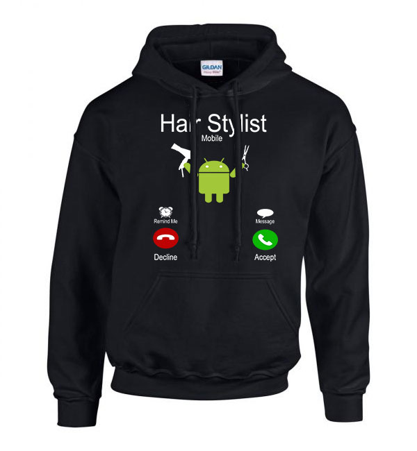 android fodrász fodrászat Fekete Férfi Kapucnis Pulóver