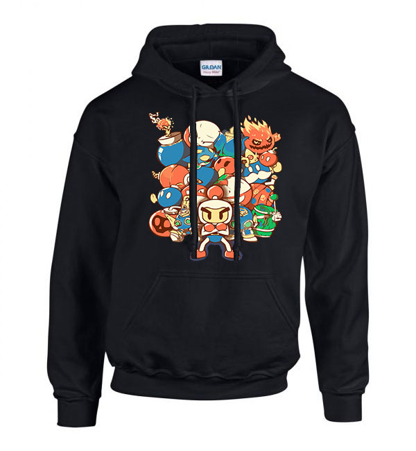 bomberman mario voltorb pokemon Fekete Férfi Kapucnis Pulóver