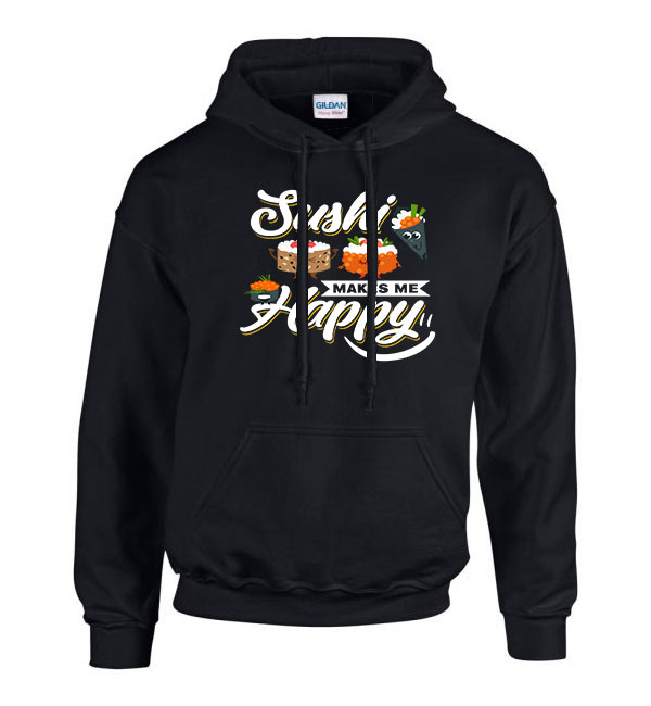 Szusi sushi Fekete Férfi Kapucnis Pulóver