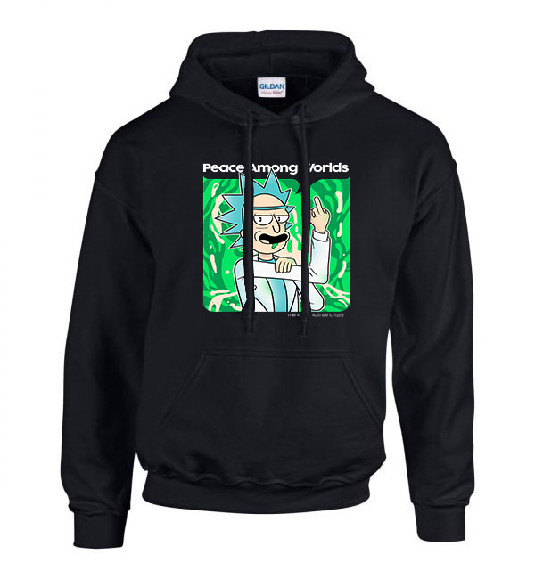 rick és morty Fekete Férfi Kapucnis Pulóver