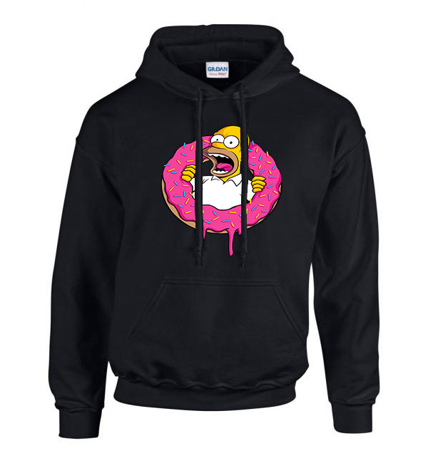 fánk homer donut simpson Fekete Férfi Kapucnis Pulóver