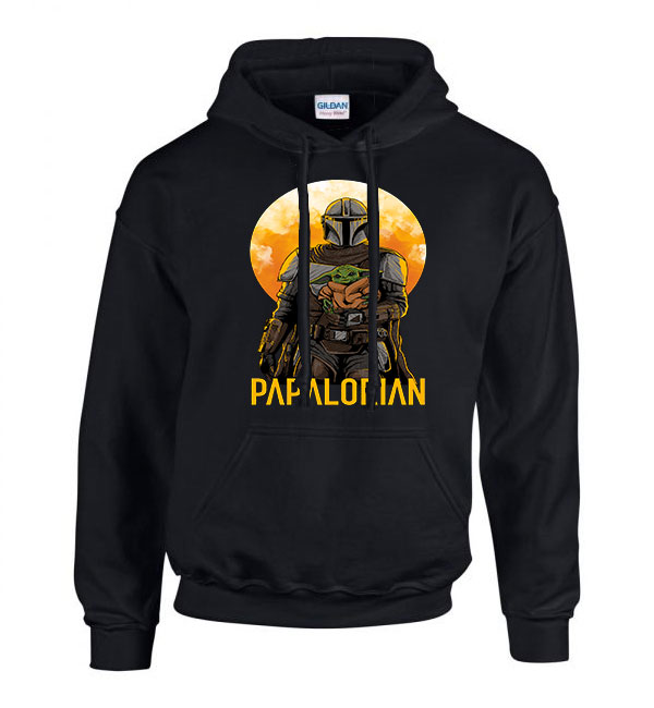 papalorian apák napja apáknak mandalorian Fekete Férfi Kapucnis Pulóver