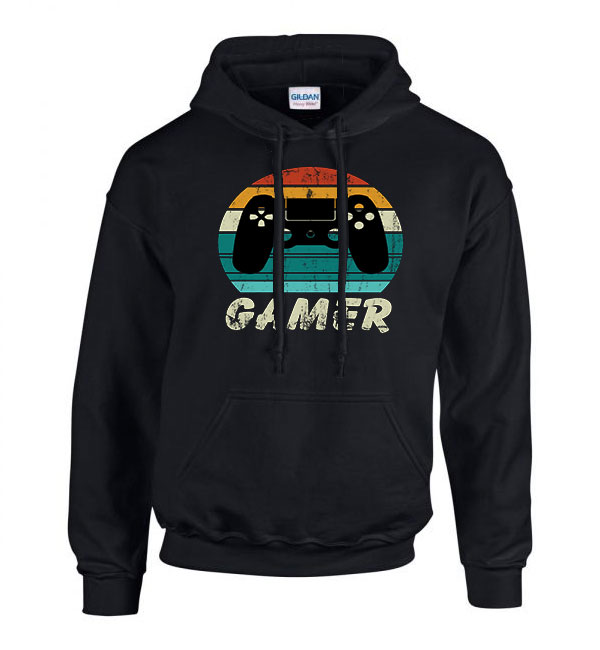 gamer Fekete Férfi Kapucnis Pulóver