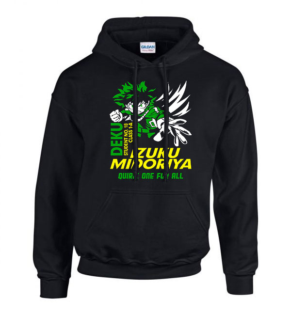 midoriya my hero academia hősakadémia Fekete Férfi Kapucnis Pulóver