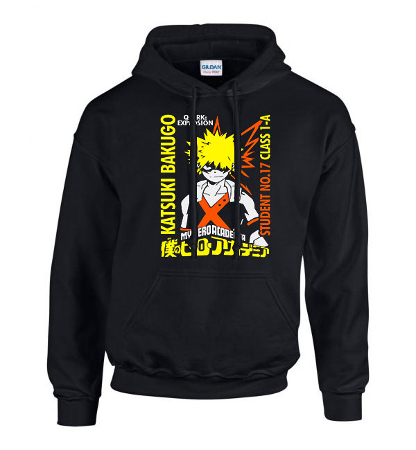 bakugo kacchan my hero academia hősakadémia Fekete Férfi Kapucnis Pulóver