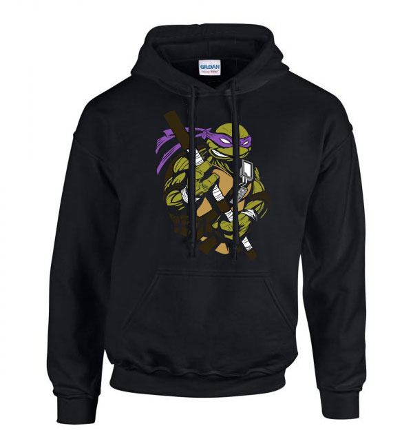 donatello tini ninja teknőcök tmnt Fekete Férfi Kapucnis Pulóver