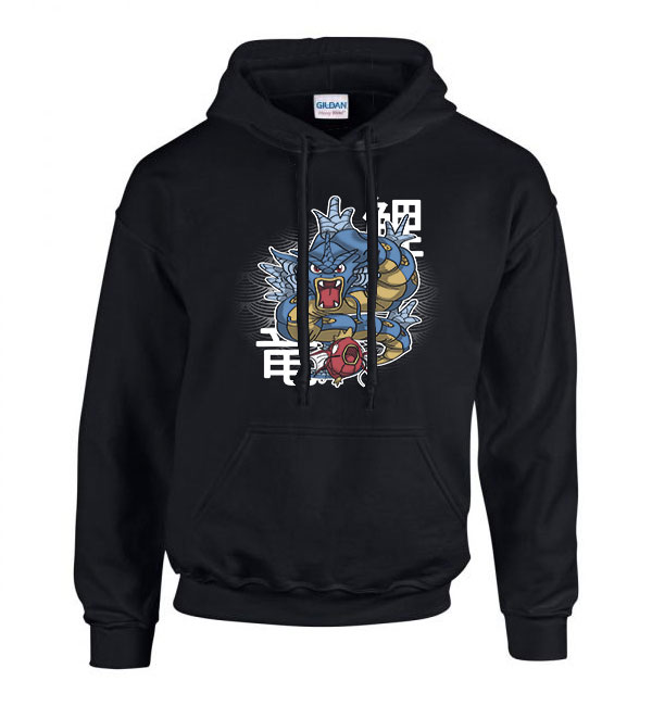pokermon gyarados magicarp Fekete Férfi Kapucnis Pulóver