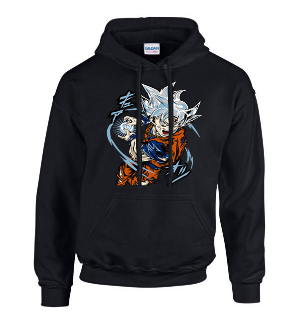 son goku dragon ball ultragoku Fekete Férfi Kapucnis Pulóver