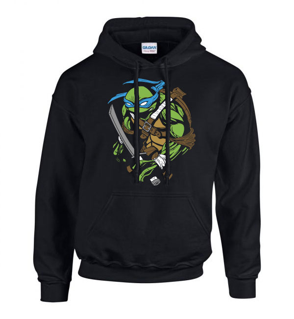 leonardo tini ninja teknőcök tmnt Fekete Férfi Kapucnis Pulóver