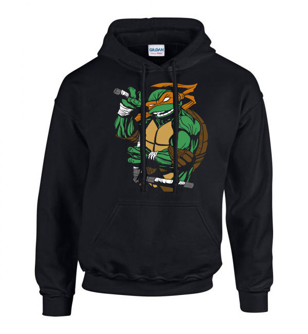 Michelangelo tini ninja teknőcök tmnt Fekete Férfi Kapucnis Pulóver